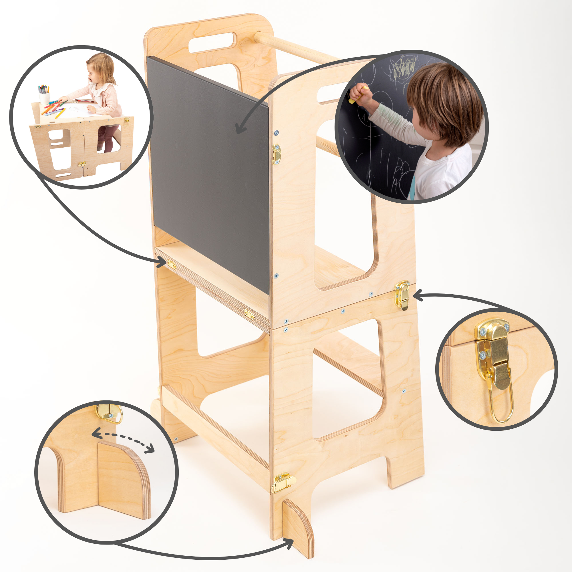 2 in 1 Learning Tower & Desk with Blackboard KLOK2